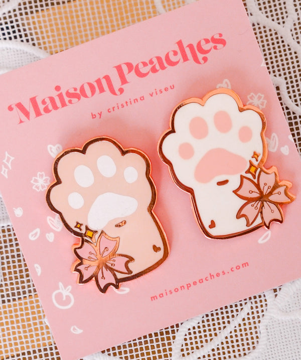 Always Together Cherry Blossom Paw Pin Set for Couples / Friends